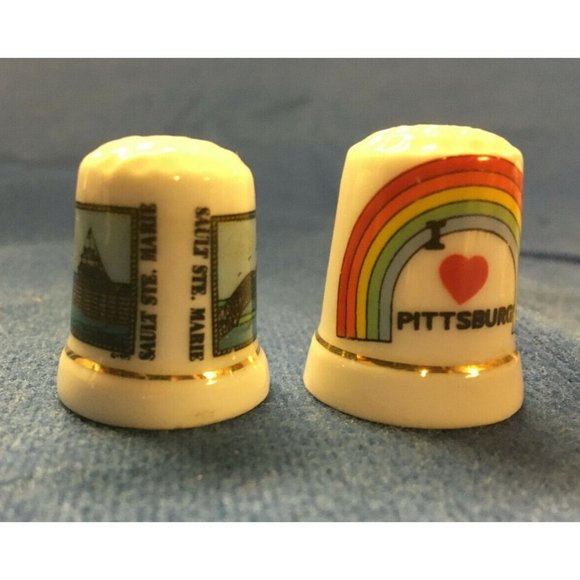 Thimbles Porelain set of 5 states and cities - Picture 2 of 6